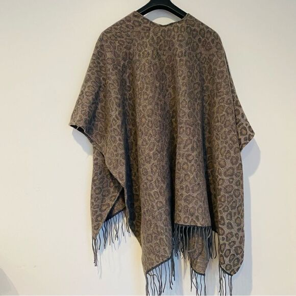 Woolrich Leopard Animal Print Cozy Blanket Wrap Shawl With Fringe Trim One Size - Picture 2 of 4